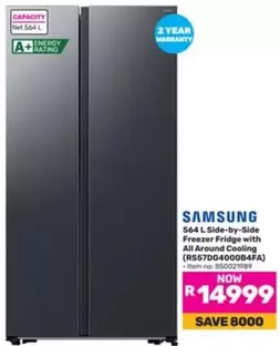 Samsung - S64 L Side-by-Side Freezer Fridge with All Around Cooling (RS57D600004B4FA)