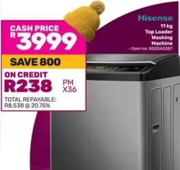 Hisense - Top Loader Washing Machine