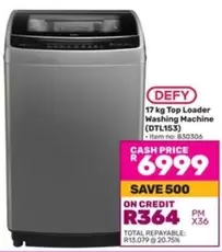 Defy - 17 kg Top Loader Washing Machine (DTL153)