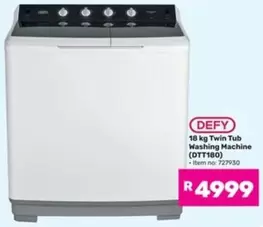 Defy - 18 kg Twin Tub Washing Machine (DTT180)