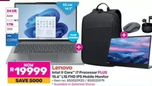 Lenovo - Intel® Core™ i7 Processor PLUS 15.6" L15 FHD IPS Mobile Monitor
