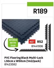 PVC Flooring Black Multi-Lock L50cm X W50cm