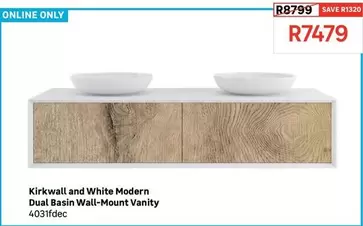 Kirkwall And White Modern Dual Basin Wall-Mount Vanity