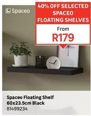 Spaceo - Floating Shelf 60x23.5cm Black