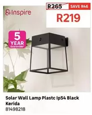 Inspire - Solar Wall Lamp Plastic Ip54 Black Kerida 