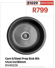 Cam S/Steel Prep Sink Blk