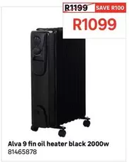 Alva - 9Fin Oil Heater Black 2000W