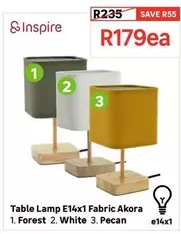 Inspire - Table Lamp Fabric Akora Forest/White/Pecan