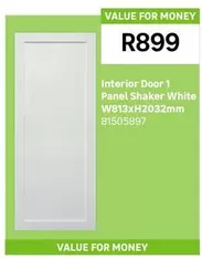 Interior Door 1 Panel Shaker White W813xH2032mm
