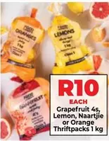 Grapefruit 4s, Lemon, Naartjie or Orange Thriftpacks 1 kg