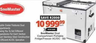 Snomaster - Dual Compartment Portable Fridge/Freezer AC/DC - 56L