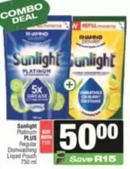 Sunlight - Platinum Dishwashing Liquid Pouch