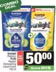 Sunlight - Platinum Dishwashing Liquid Pouch