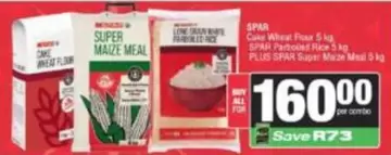 Spar - Cake Wheat Flour 5 kg, Parboiled Rice 5 kg, Super Maize Meal 5 kg