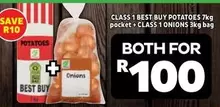 Best Buy - CLASS 1 BEST BUY POTATOES 7kg pocket + CLASS 1 ONIONS 3kg bag