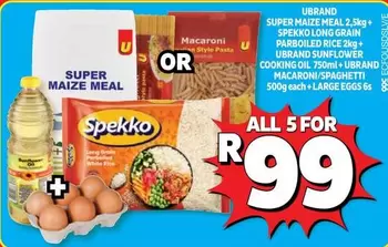 Spekko - Super Maize Meal, Long Grain Parboiled Rice, Cooking Oil, Macaroni/Spaghetti, Large Eggs