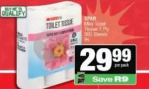 Spar - Toilet Tissue 1-Ply 300 Sheets