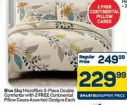 Blue Sky Microfibre 3-Piece Double Comforter with 2 FREE Continental Pillow Cases