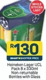 Heineken - Lager UCL Pack 8 x 330ml Non-returnable Bottles with Glass