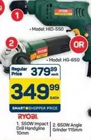 ryobi - 550W Impact Drill Handyline 10mm or 650W Angle Grinder 115mm