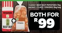 Best Buy - CLASS 1 BEST BUY POTATOES 7kg pocket + CLASS 1 ONIONS 3kg bag