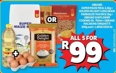 Golden Delight - Super Maize Meal, Long Grain Parboiled Thai Rice, Sunflower Cooking Oil, Macaroni/Spaghetti