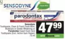 Sensodyne - Toothpaste, Clean & Fresh Mint, Multicare or Gentle Whitening or Parodontax Expert Gum Care Toothpaste (Excl. Active Gum Repair)