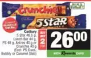 Cadbury - Crunchie, 5 Star, Lunch Bar, Astros, PS