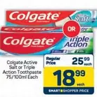 Colgate - Active Salt or Triple Action Toothpaste
