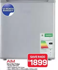 Aim - Silver Bar Fridge