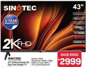 Sinotec - Smart 2K FHD Eye Care Google TV