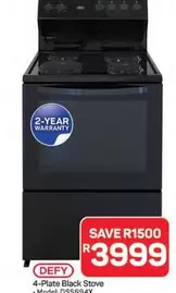 Defy - 4-Plate Black Stove DSS694X