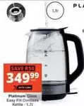 Platinum - Glass Easy Fill Cordless Kettle