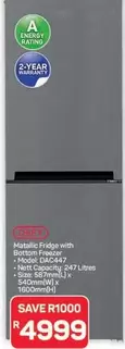 Defy - Metallic Fridge with Bottom Freezer - Model: DAC447