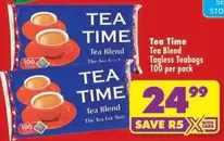 Tea Time Tea Blend Tagless Teabags
