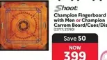 champion - Champion Fingerboard with Men or Champion Carrom Board/Cues/Dis (22777; 22780)