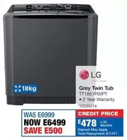 LG - Grey Twin Tub TT1861RWPT