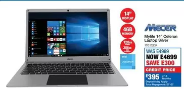 Mecer - Mylife 14" Celeron Laptop Silver 10312004