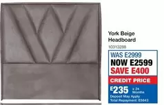 Total - York Beige Headboard 10313288
