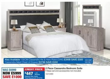 Total - 2 Piece Cassandra Bedroom Suite