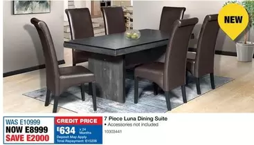 Total - 7 Piece Luna Dining Suite