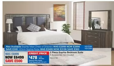 Total - 2 Piece Sophia Bedroom Suite