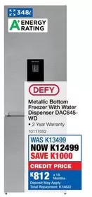 Defy - Metallic Bottom Freezer With Water Dispenser DAC645-WD