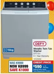 Defy - Metallic Twin Tub Washer DTT151