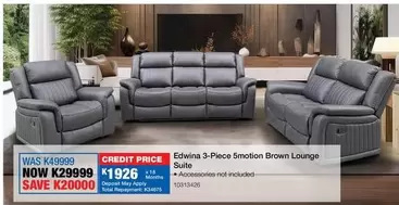 Total - Edwina 3-Piece 5motion Brown Lounge Suite