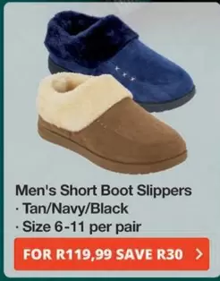 Men's Short Boot Slippers