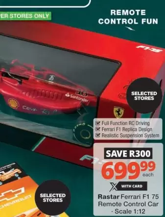 Chevrolet - Rastar Ferrari F1 75 Remote Control Car