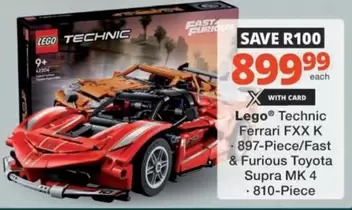 LEGO - Technic Ferrari FXX K 897-Piece/Fast & Furious Toyota Supra MK 4 810-Piece