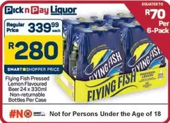 Flying Fish -  Pressed Lemon Flavoured Beer 24 x 330ml Non-returnable Bottles Per Case