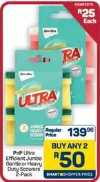 Ultra - PnP Efficient Jumbo Gentle or Heavy Duty Scourers 2-Pack